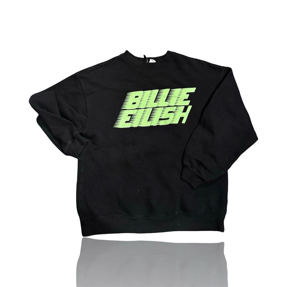Billie Eilish x H&M Women's XS Black Pullover Sweatshirt Neon Logo